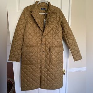 NWT Ralph Lauren Polo Puffer Coat: Olive Nylon, Pockets, Zip & Button Closure L
